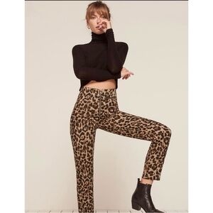 Reformation Braydon Animal Print Zip Pant Leopard Size 0